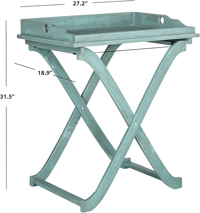 Safavieh Outdoor Collection Covina Beach House Blue Tray Table
