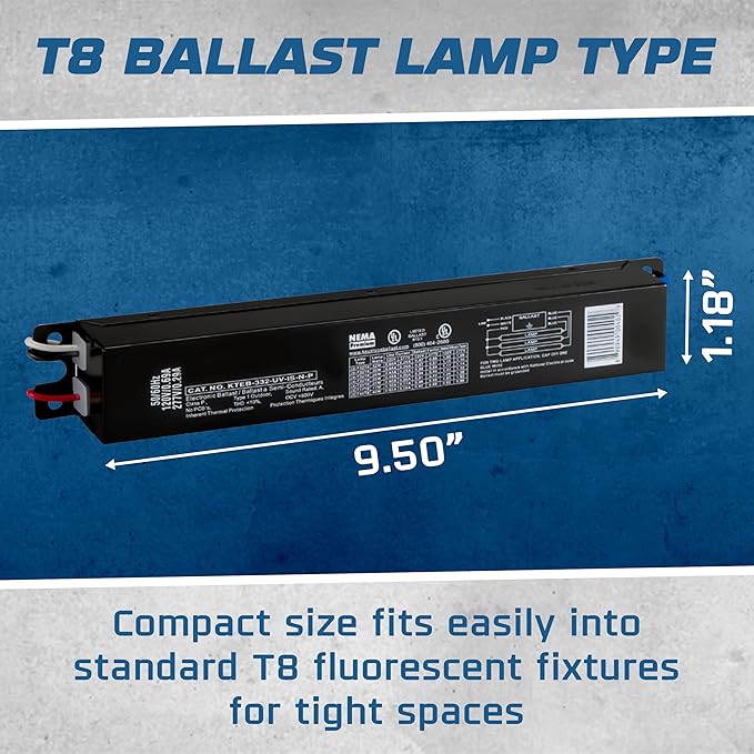 OHLECTRIC 2 Pack - Replacement for Keystone KTEB-332-UV-IS-N-P 3 Lamp T8 Electronic Fluorescent Ballast with Normal Light Output | 120-277V Input with Instant Start Operation | 0.88 Ballast Factor