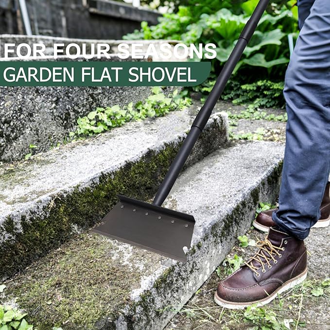 Garden Cleaning Shovel, Ice Scraper, 59 Inch Adjustable Handle Heavy Duty Garden Tool Multifunctional Cleaning Shovel, for Lawn Edging, Scraping, Weed and Ice Removal