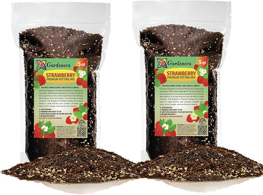 Strawberry Premium Potting Soil Mix - Ideal Blend for Growing Robust and Flavorful Strawberries - 10 Quart
