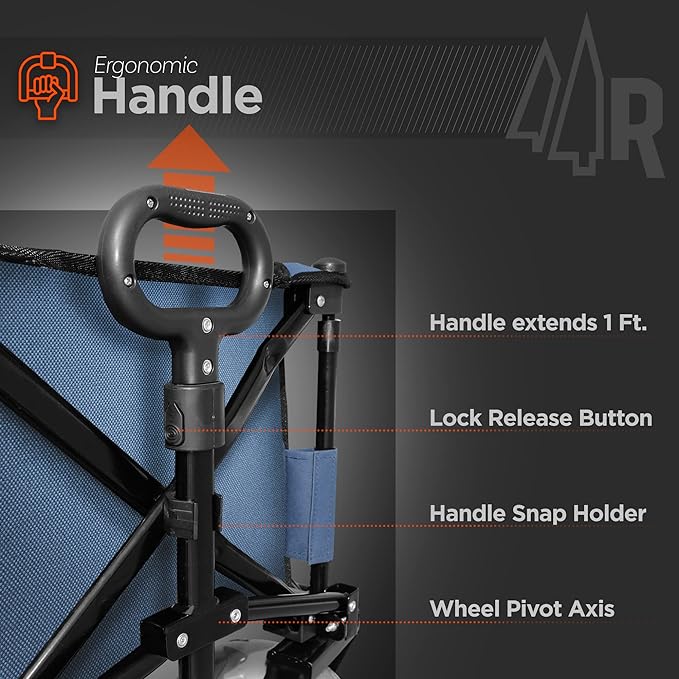 Beach Wagon with Big Wheels for Sand - All Terrain Steel Frame Utility Cart with 9" Pneumatic Tires, Collapsible Folding Design (Sand Warrior RX800)