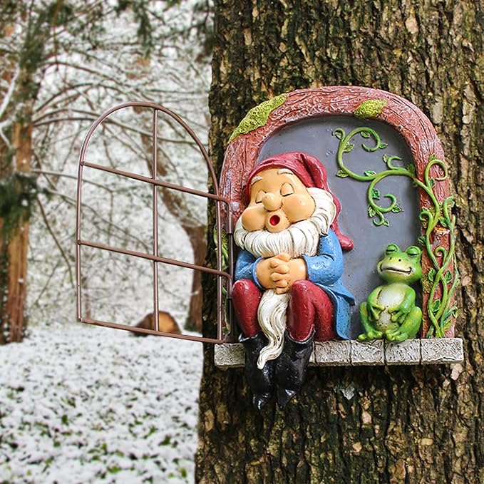 Outdoor Garden Statues, Resin Gnome Tree Hugger, Durable Outdoor Decor, Whimsical Yard Sculpture, Garden Peeker Yard Art, Waterproof & Handcrafted, Unique Garden Ornament Gift