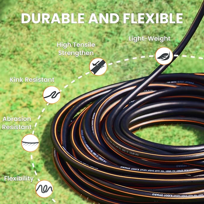 Giraffe Tools Garden Leader Hose 15ft x 5/8", Short Water Hose Heavy Duty, Flexible, Lightweight Hybrid Hose with Swivel Handle, Male to Female Fittings, Burst 600 PSI