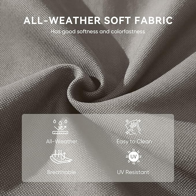 Outdoor Chair Cushions 5 Packs - Outside 22x24 High Back Water-Resistant Cushion with Zipper Cover for Outdoor Glider Rocking Chairs Loveseat 3-seat Couch Sofa – Grey/Regular