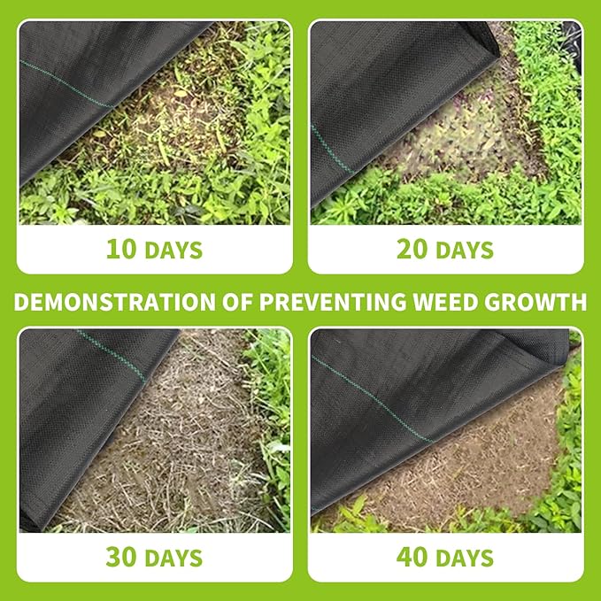 3x100ft 3.2OZ, Weed Barrier Landscape Fabric Heavy Duty, Woven Weed Control Fabric, High Permeability Good for Flower Bed, Geotextile Fabric Underlayment, Driveway (6ft*300ft)
