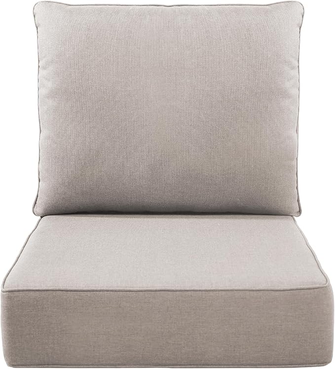 Luxury 6" Outdoor Cushions for Patio Furniture, 24x24x6 Thick Seat Cushion Set, Fade Resistant Couch Chair Replacement Cushions High Density Deep Wicker Chair Cushion with Removable Cover, Beige