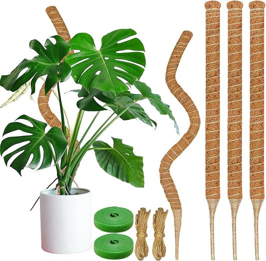 4 Pack Moss Pole, 26.8-Inch Moss Poles for Plants Monstera,Bendable Plant Support Stakes for Climbing Plants Indoor, Garden Trellis Plant Stick for Potted Plants, Pothos Philodendron