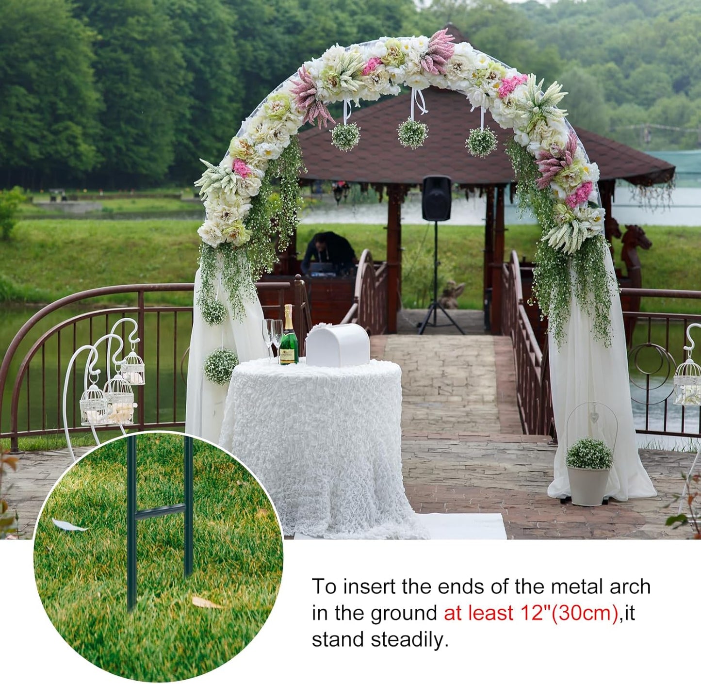 RUBFAC Metal Garden Arch, Wedding & Event Decoration, Garden Trellis for Climbing Plants, Assemble Freely 2 Sizes for Various Climbing Plant Roses Vines Bridal Party Decoration, Army Green, 1 Pack