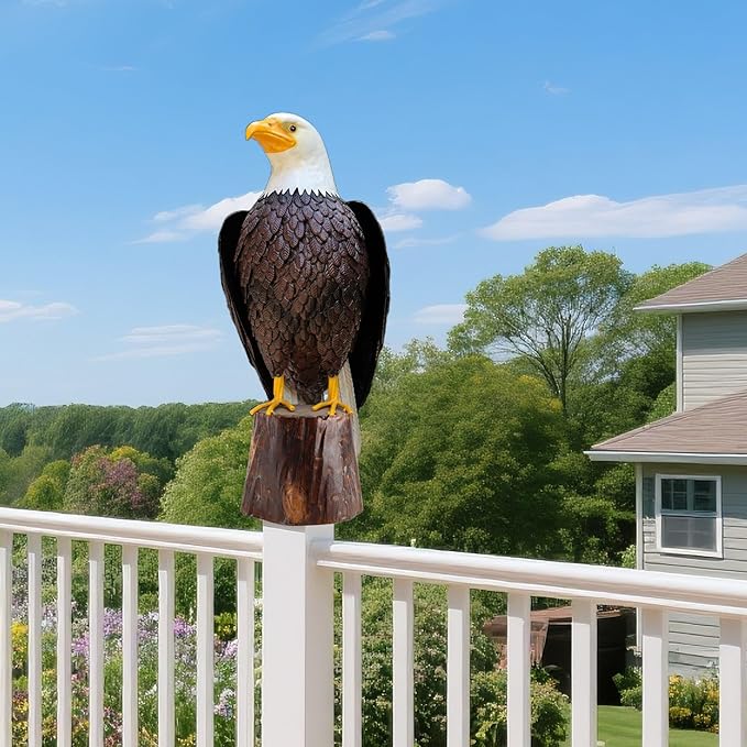 chisheen Bald Eagle Outdoor Metal Yard Art Statue and Sculpture for Garden Lawn Patio Living Room Decoration