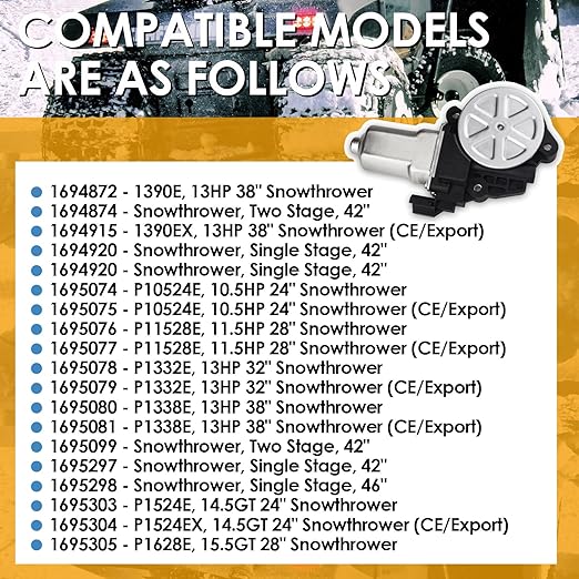 1728965SM Motor Spout Rotator Compatible Witch Murray/Simplicity Spout Rotator Chute Motor Snowblower Snowthrower