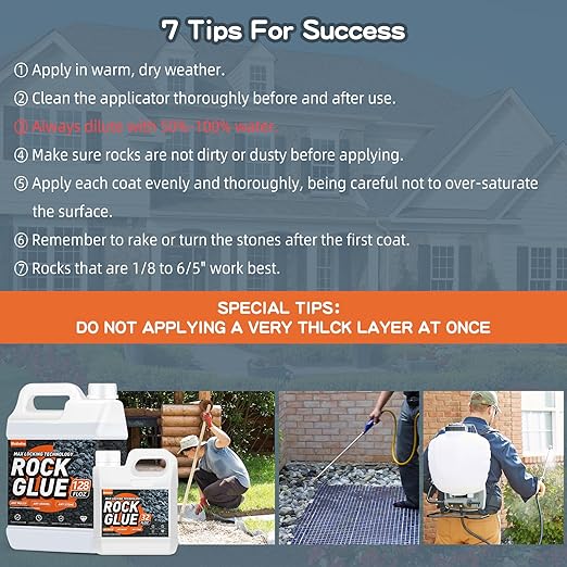 Rock Glue, Mulch Glue 2Gallon Long-Lasting Dries-Clear Strong Pea Gravel Binder for Pebble Fast-Drying Pebble Glue&Gravel Hold Mulch for Landscaping, Pine Straw, Outdoor Strong Stone Hold