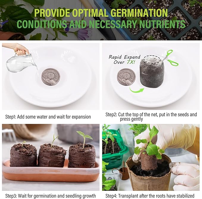 Legigo 100 PCS Coco Coir Seed Starter Pellets, 30mm Coconut Coir Soil Plugs for Seed Germination, Compressed Seed Plant Starter Soil Pods Plugs for Starting Seed Planting Herbs Flowers Vegetables