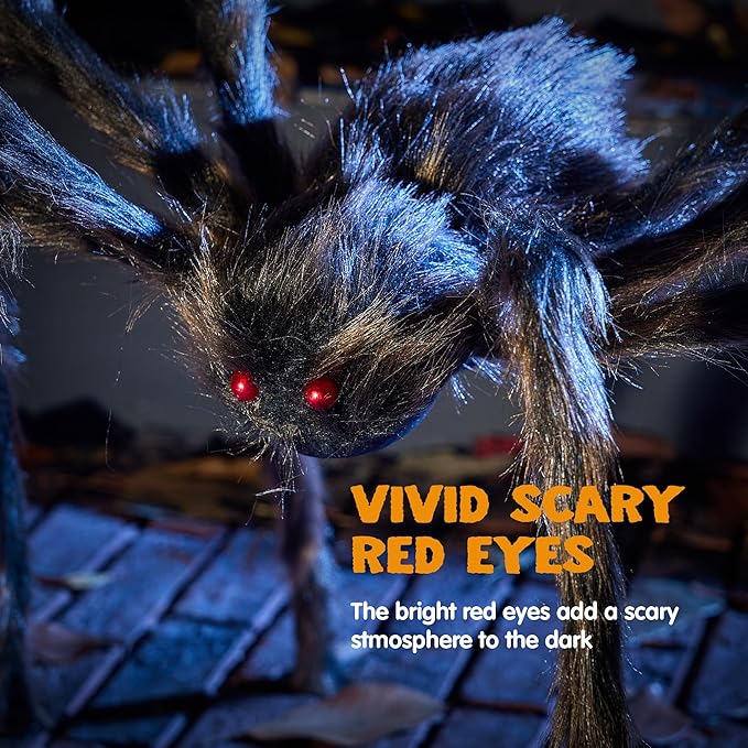 JOYIN 5ft Halloween Spider Outdoor Decorations, Scary Giant Large Spider Props for Halloween Outside Decor, Indoor Party Supplies and Yard Lawn Decoration, Brown