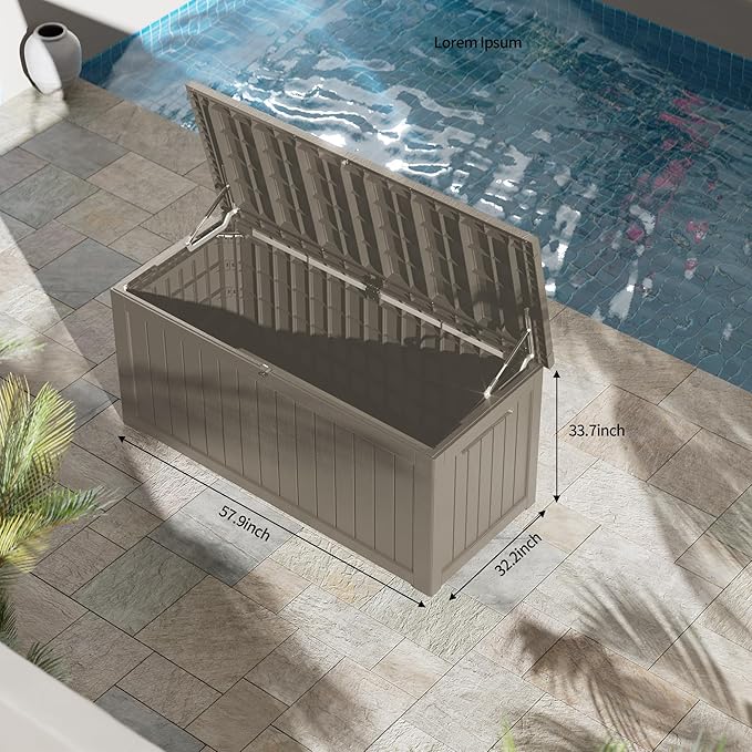 270GAL Extra - Large Brown Outdoor Deck Box with Lock Hole - Waterproof, SGS - Tested UV Resistance, Massive Storage for Lawn Mowers, Camping Gear, and More, Effortless Setup