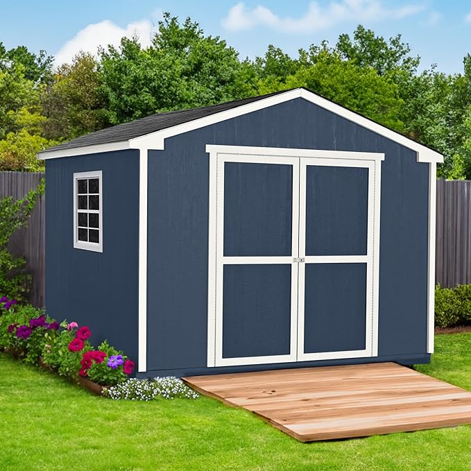 Handy Home Products Charleston Value Gable 10x8 Do-It-Yourself Wooden Storage Shed with Floor, 2x3 framing
