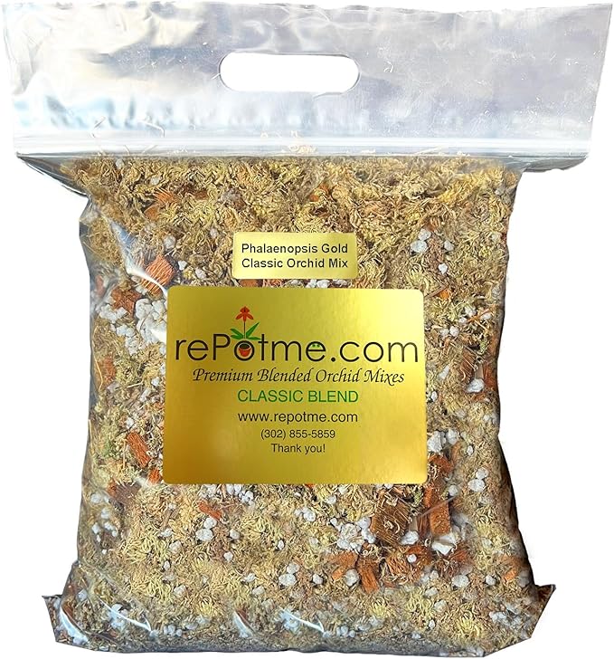 rePotme Orchid Moss/Phalaenopsis Gold Classic Orchid Potting Mix - 2 Quarts (Mini Bag) - Hand Blended in The USA