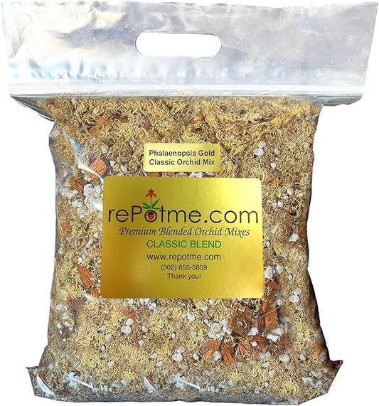 rePotme Orchid Moss/Phalaenopsis Gold Classic Orchid Potting Mix - 2 Quarts (Mini Bag) - Hand Blended in The USA