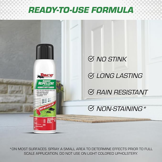 Tomcat Rodent Repellent for Indoor and Outdoor Mouse and Rat Prevention, Continuous Spray, 14 oz.