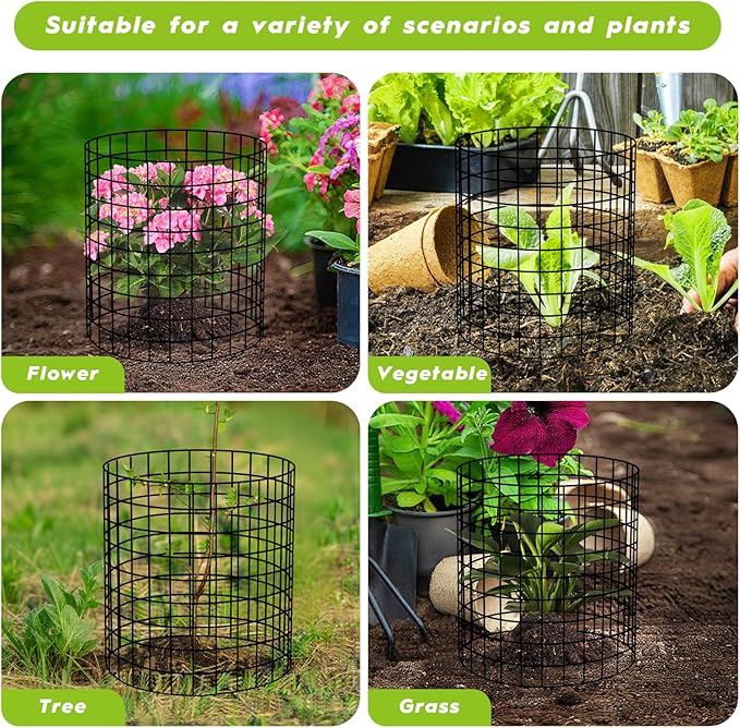 10 Pack Plant Protector from Animals, 30 PCs 12'' x 12'' Metal Mesh Wire Plant Protector for Outdoor Garden Flower Vegetable, Plant Cages to Keep Animals Out