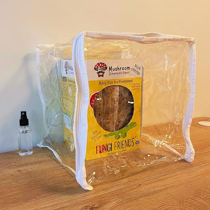 1 Humidity Tent Bundle + 1 FUNGI FRIENDS Blue Oyster Mushroom Grow Kit (5 lbs) | Mushasaurus | Beginner-Friendly & Easy to Use | Handmade in USA
