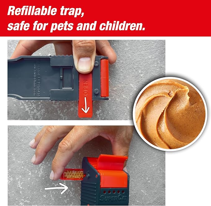 SWISSINNO Mouse Trap No See No Touch - Effective, Non-Contact + Non-Visible Catch + Kill with no-Fail catching - Pre-baited with Food Bait - Easy to Use - Reusable