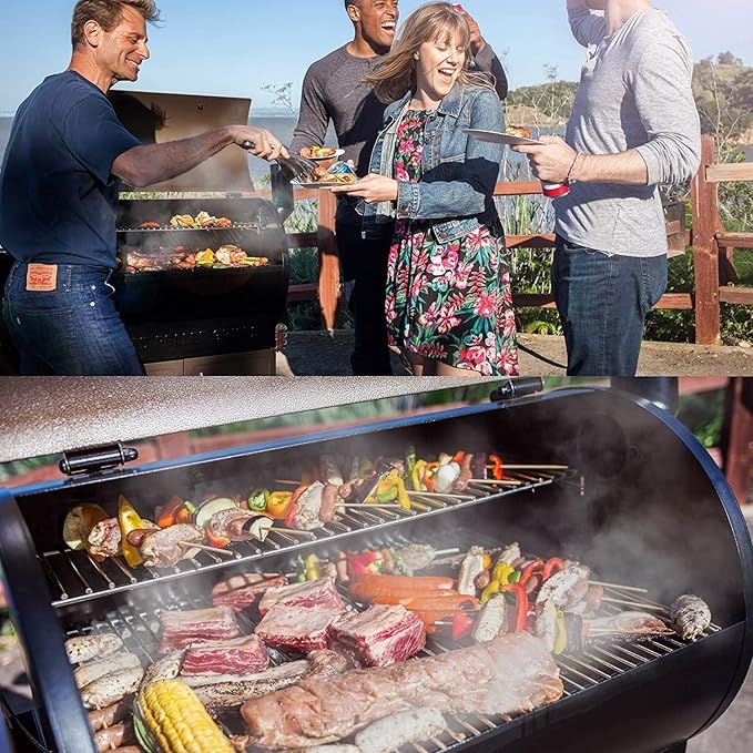 Z GRILLS ZPG-7002B Newly Upgrade Wood Pellet Grill & Smoker, 8 in 1 BBQ Grill Auto Temperature Controls, inch Cooking Area, 700 sq in Black