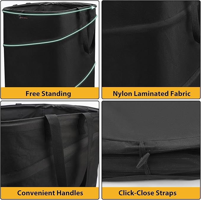 YUDI & GARDEN 46 Gallon Square Collapsible Yard Waste Bin｜Collapsible Trash Can｜Camping Trash Can, for Collecting Weeds or Party and Yard Waste