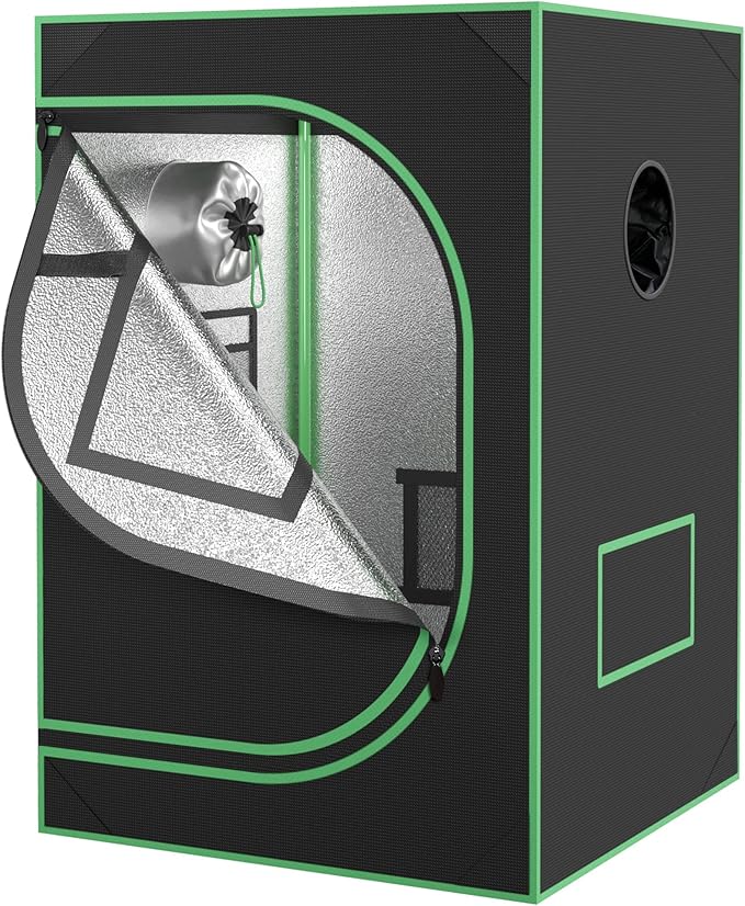 Nova Microdermabrasion 2×2 Grow Tent, Mylar Hydroponic Grow Tent Kit with Observation Window and Floor Tray, 24"x24"x36" High Reflective Lightproof Growing Room for Indoor Plant Fruit Flower Veg