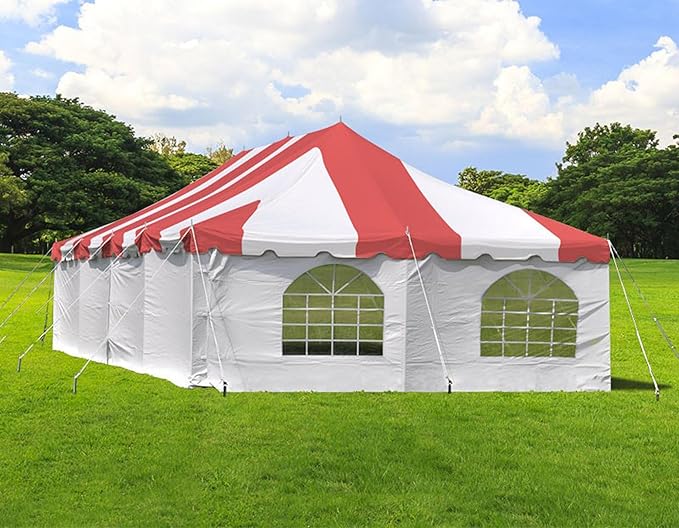Party Tents Direct 20'x 40' Weekender Canopy Pole Tent with Sidewalls - Easy Up Canopy Tent with 160 Person Capacity - Outdoor Canopies for Parties, Weddings, and Events (Red/White)