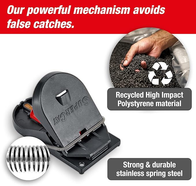 SWISSINNO Mousetraps & Mice Traps for Home - PRO SuperCat - 4 Traps – Pre-Baited Snap Traps with Precision Trigger – Instant Catch & Kill – Indoor & Outdoor Use – Easy Set No-Touch Disposal