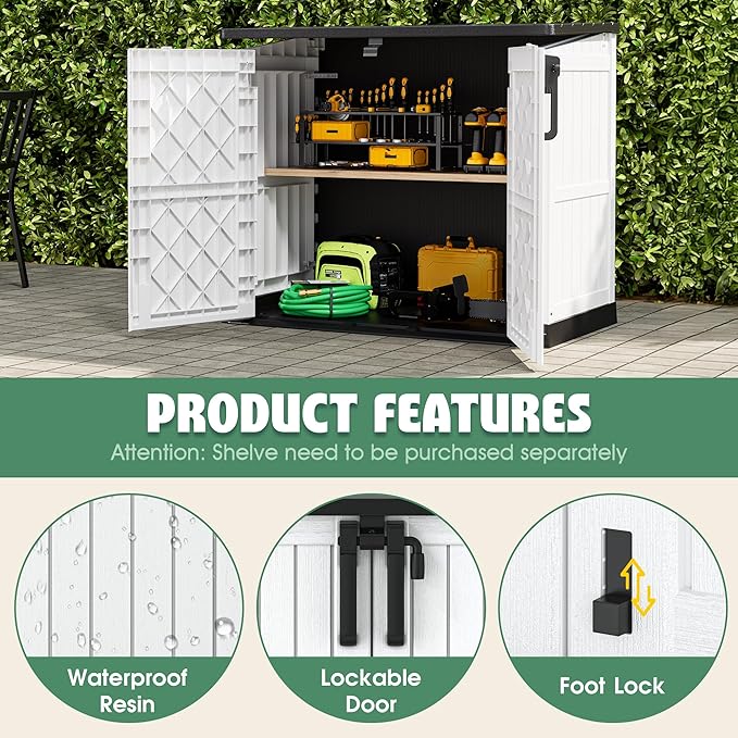 Outdoor Storage Cabinet 36 Cu Ft with Lockable Doors, Portable Horizontal Resin Storage Shed -Easy to Assemble, Waterproof Outdoor Storage Box for Backyards,Patios
