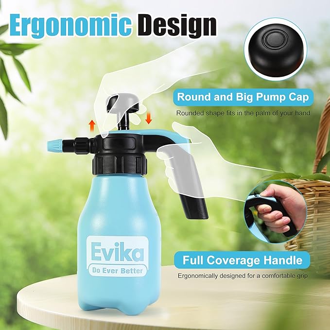 Handheld Pressure Sprayer, 0.26 Gallon Pump Sprayer with Adjustable Nozzle for Plant Spraying and Cleaning in Garden and Lawn, 1.0L Capacity