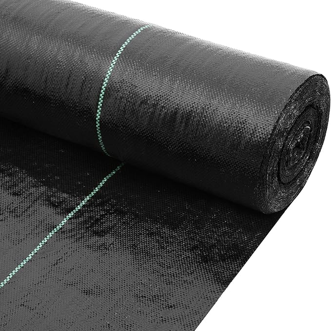 DWALE Driveway Fabric, 4x300 ft Polyethylene 4OZ Woven Black Weed Barrier Fabric for Erosion Control, Landscaping & Construction Projects
