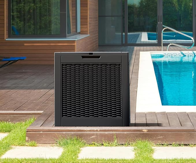 NUNU LAB 31 Gallon Outdoor Storage Box Waterproof,Indoor Outside Deck Boxes,Backyard Storage Bin For Package Delivery,Garden Tools,Patio Cushions,Pool Accessories,Storage Bench Lockable Lid,Tool Box