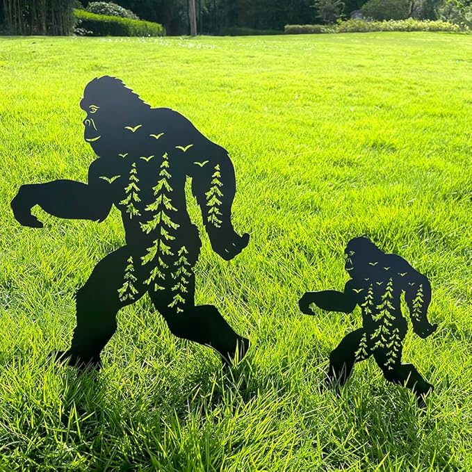 Bigfoot Yard Decor for Outside, Black Metal Sasquatch Decorative Garden Stakes, Bigfoot Silhouette Garden Decor Art, Big Foot Sasquatch Gifts for Men/Women, Big Foot Yard Decorations Outdoor