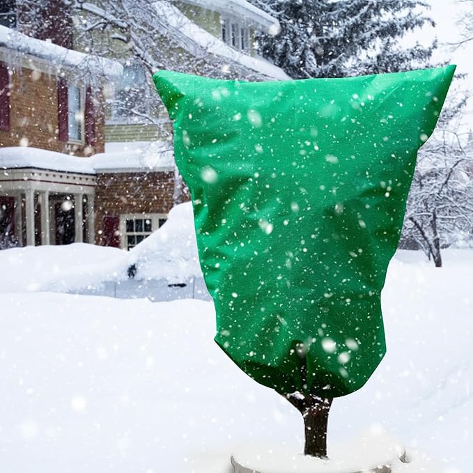 2 Packs Plant Covers for Winter Freeze Protection, 31.5" W X 47.3" H Frost Protection Covers for Outdoor Plants, 2.2 oz/yd² Tree Covers with Double Zipper Heads & Drawstring Design for Winter