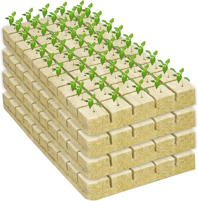 Legigo 1 Inch Rockwool Cubes Seed Starter Plugs for Hydroponics, RockWool Planting Grow Cubes for Hydroponic Tower Garden Soilless Cultivation Plants Germination Cutting Clone (4 Sheet, 200 Plugs)