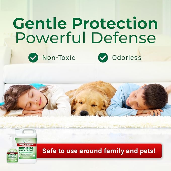 Extra Strength Bed Bug & Lice Elimination Duo - Extra Strength 24 oz Lice, Bed Bug & Mite Spray & 128 oz Spray Refill - Child & Pet Friendly - Stain & Odor Free - 66% Stronger Formula