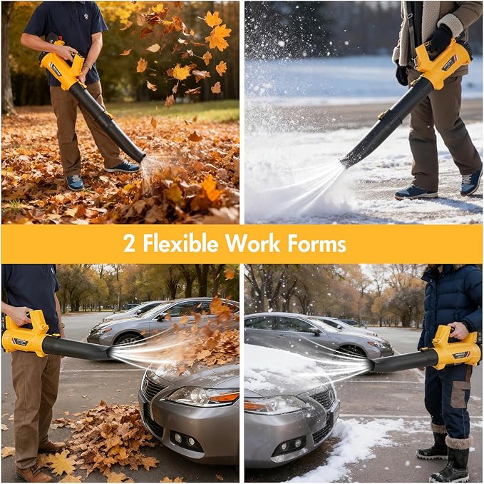 Leaf Blower Cordless, 21V Battery Powered Leaf Blower with 2 x 6.0Ah Batteries and Charger, 6 Speed Levels, 650 CFM 280 MPH Lightweight Leaf Blowers for Lawn Care, Patio, Dust, Blowing Leaves, Snow