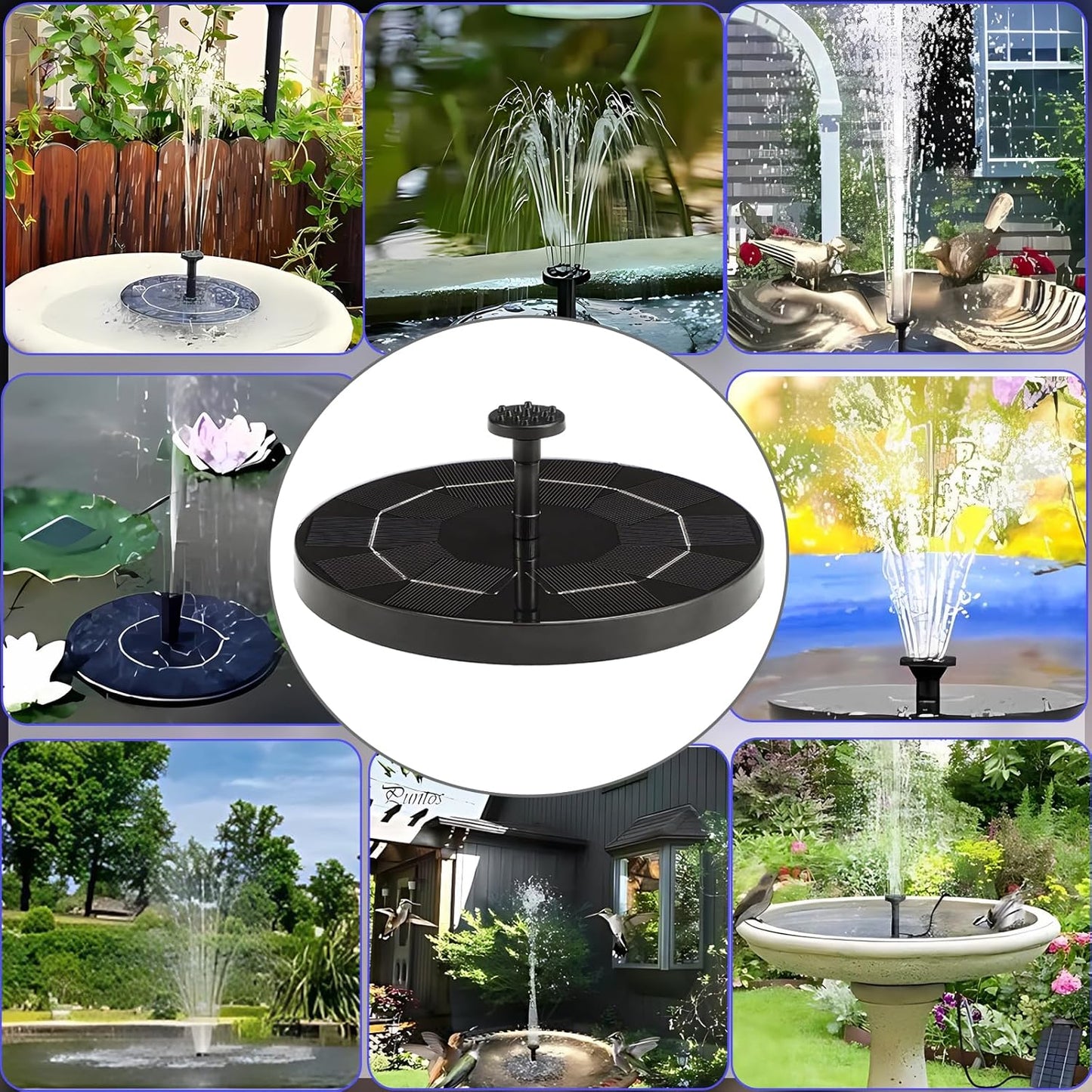 3W Solar Fountain Pump for Bird Bath and Garden, 6 Nozzle Solar Powered Water Fountain Pump, Floating Solar Water Pump for Outdoor Ponds, Pool, Fish Tank, and Mini Fountains
