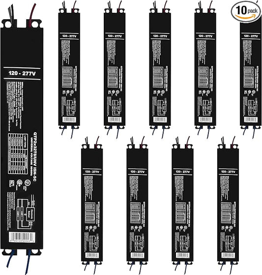 OHLECTRIC 10 Pack - Replacement for Sylvania Ballast QTP 2X32T8/UNV ISN-SC, Philips ICN-2P32-N, Keystone KTEB-232-UV-IS-N-P, for 2 Fluorescent T8 Lamps - 120-277V - 32 Watt