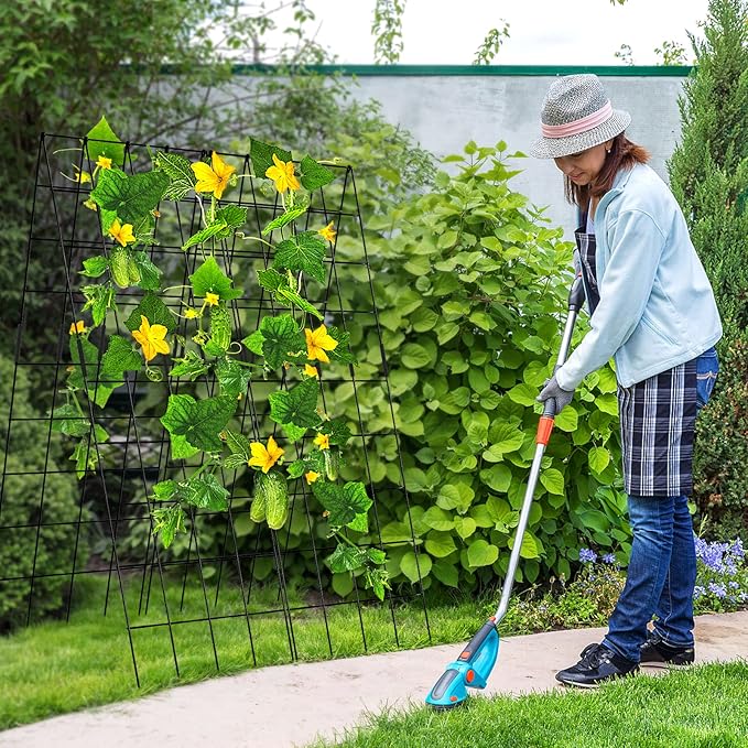 DoCred Cucumber Trellis, 59" High 2 Pack Foldable A Frame Trellis for Raised Bed Climbing Plants, Vegetables, Includes Plant Support Clips, Twist Ties, Plastic Ties- Made from PVC-Coated Steel