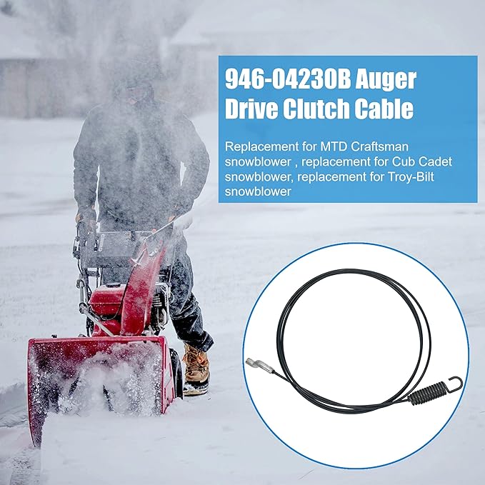 2Pack 746-04230 Auger Control Cable Replacement for MTD Troy-Bilt Cub-Cadet Snow Blower, 946-04230B Auger Clutch Cable Replacement for Yard Machines Snow Thrower 946-04230A 946-04230
