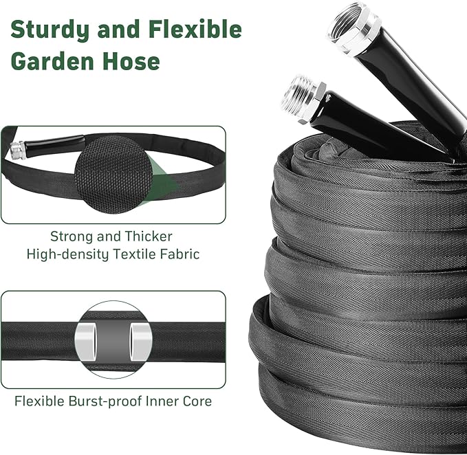 Garden Hose, 100ft Non-Expandable, Lightweight Water Hose, Leakproof & Durable Design, Easy to Store for Gardening, Car Washing, Pet Bathing