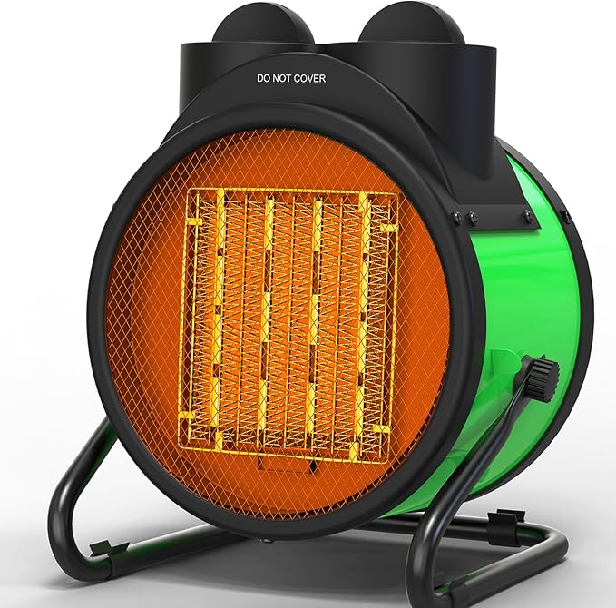 Outdoor Heaters for Patio, 1500W Portable Garage Heater with Overheat Protection & 3S Fast Heating, Non-Slip Cushion, Electric Space Heater for Patio, Garage, Greenhouse, Bedroom, Green