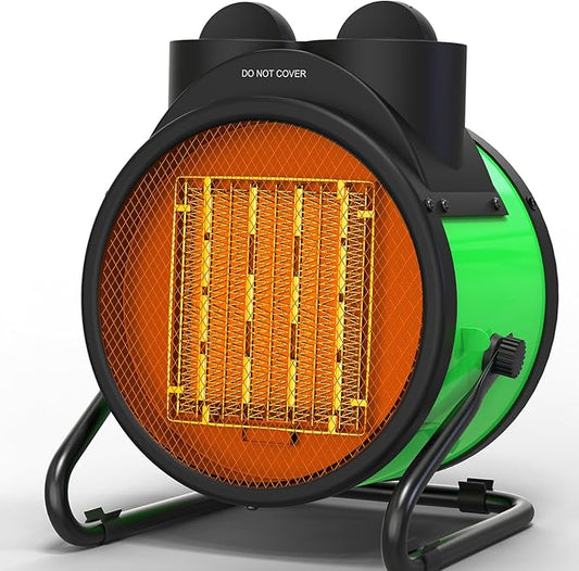 Outdoor Heaters for Patio, 1500W Portable Garage Heater with Overheat Protection & 3S Fast Heating, Non-Slip Cushion, Electric Space Heater for Patio, Garage, Greenhouse, Bedroom, Green