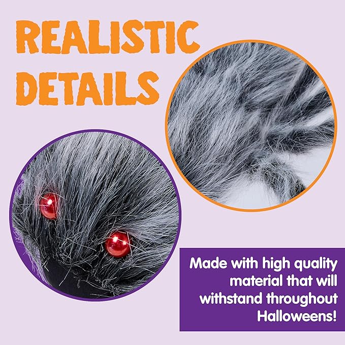 JOYIN Halloween Outdoor Decorations Giant Spider, Scary Large Spider Props for Yard Lawn Halloween Outside Decor and Indoor Party Decor, Gray (Standing Height is 15 inches)