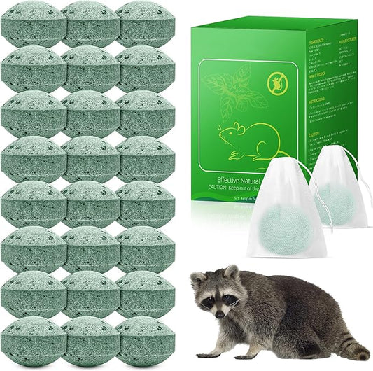 24 Pack Skunk Repellent for Outdoor - Raccoon Repellent Outdoor, Keep Skunks Raccoons Squirrels Away from Garden,Yard, Farm, Rodent Deterrent, Natural Ingredients Family & Pet Safe