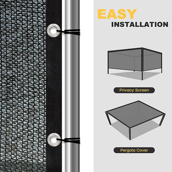 VICLLAX 70% Shade Cloth, 8x24FT Durable Black Mesh Trap with Every 3 FT Grommet, Sun Shade Fabric Netting for for Plants Cover, Greenhouse, Chicken Coop, Barn Kennel, Garden Patio