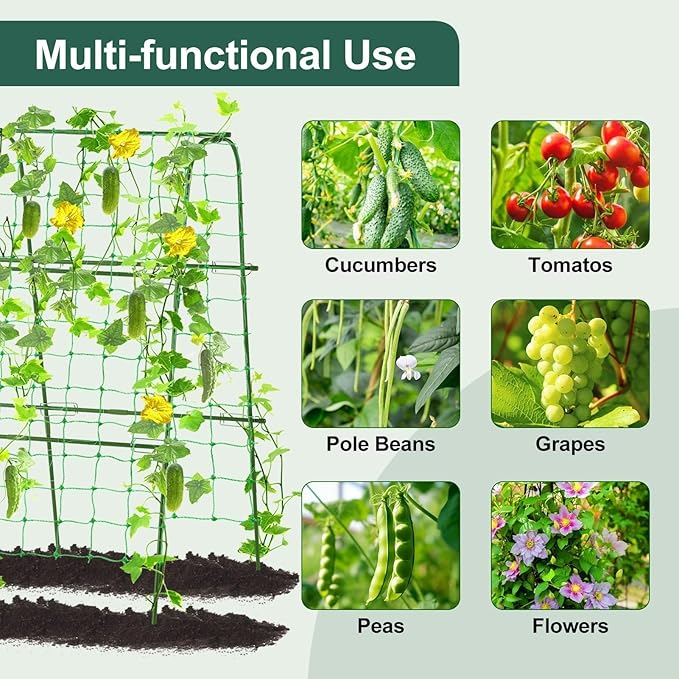 Outdoor Trellis for Climbing Plants Arch Tunnel U-Frame Trellis with Plant Support Clips for Grape Zucchini Plant Metal Tall Trellis,Green, MWM-11-U-120x160-GREEN